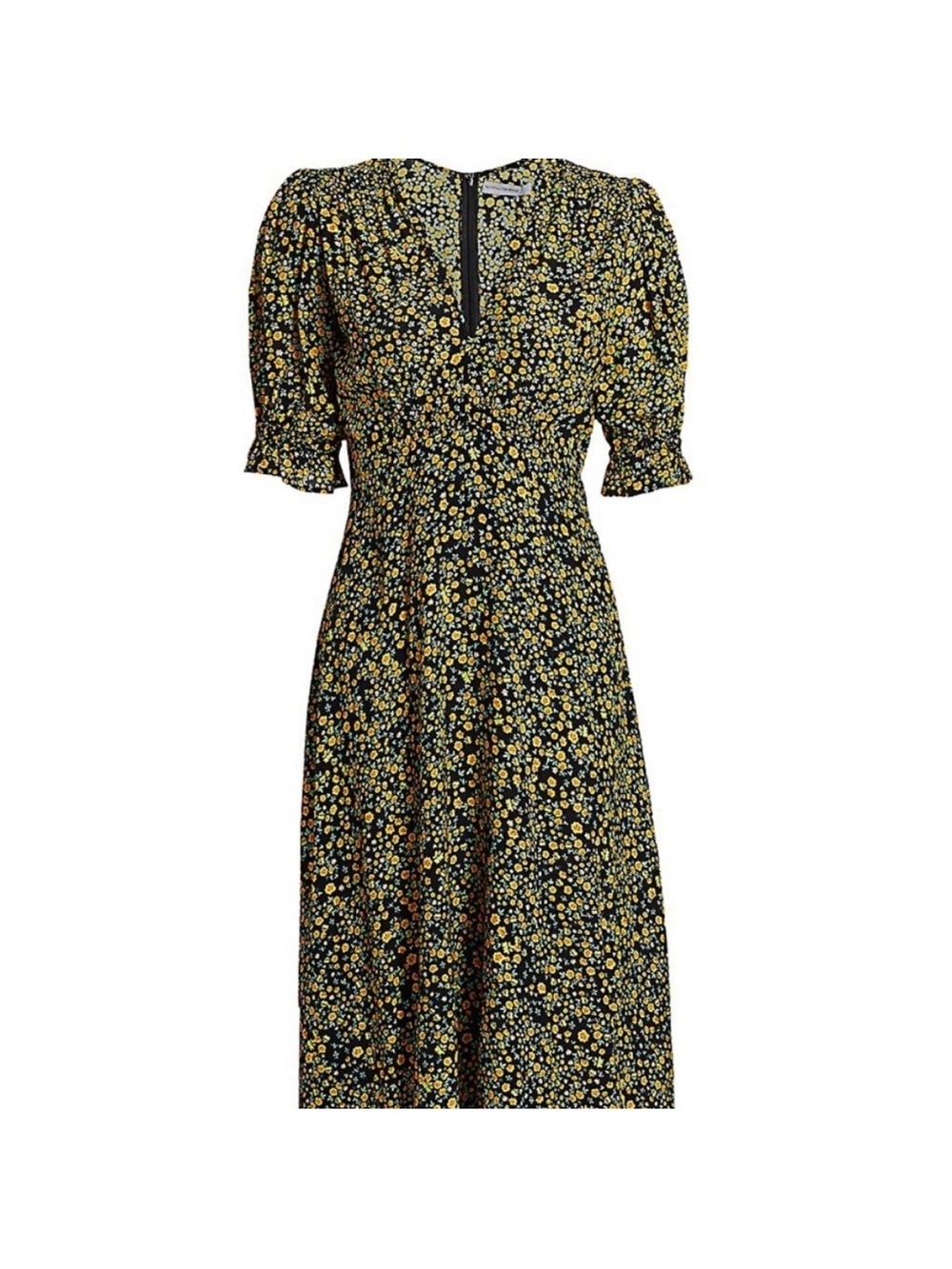 FAITHFULL THE BRAND Mejia Micro Floral Midi Dress Short Sleeve Size 6 Medium